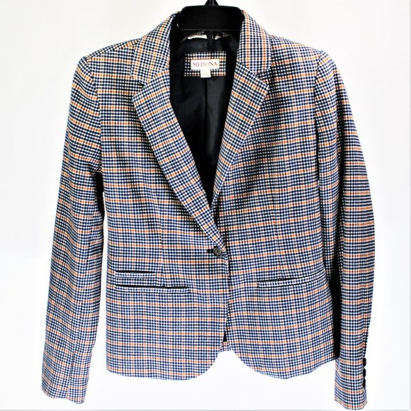 Merona Jackets & Blazers - Merona | Blue, White, & Orange Plad Pattern Blazer